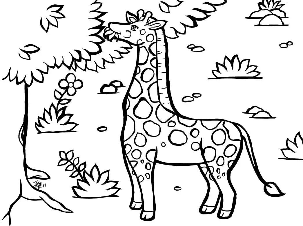 Boy and Giraffe Färbung Seite - Kostenlose druckbare Malvorlagen für Kinder