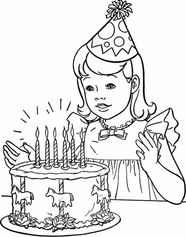 Mädchen und Geburtstagstorte