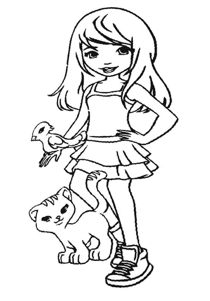 Girl and Pets