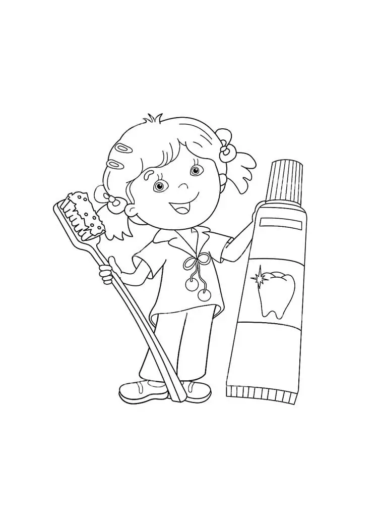 Girl with Toothbrush and Toothpaste