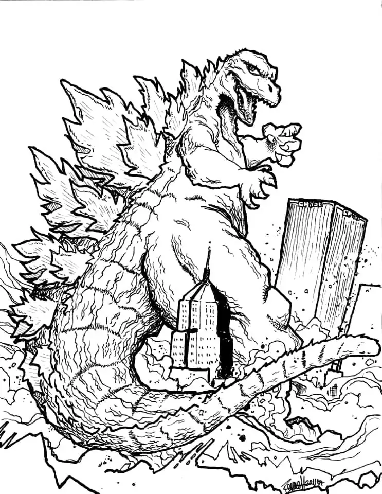 Godzilla Destroying City