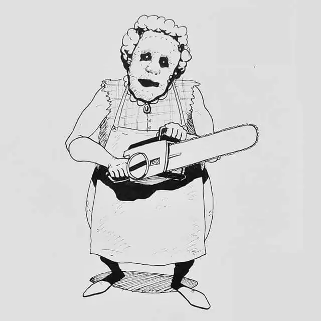 Granny Holding Chainsaw