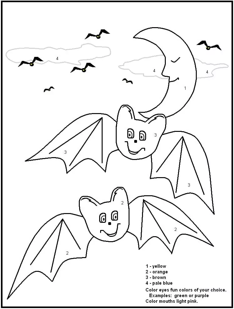 Halloween Bats Color by Number
