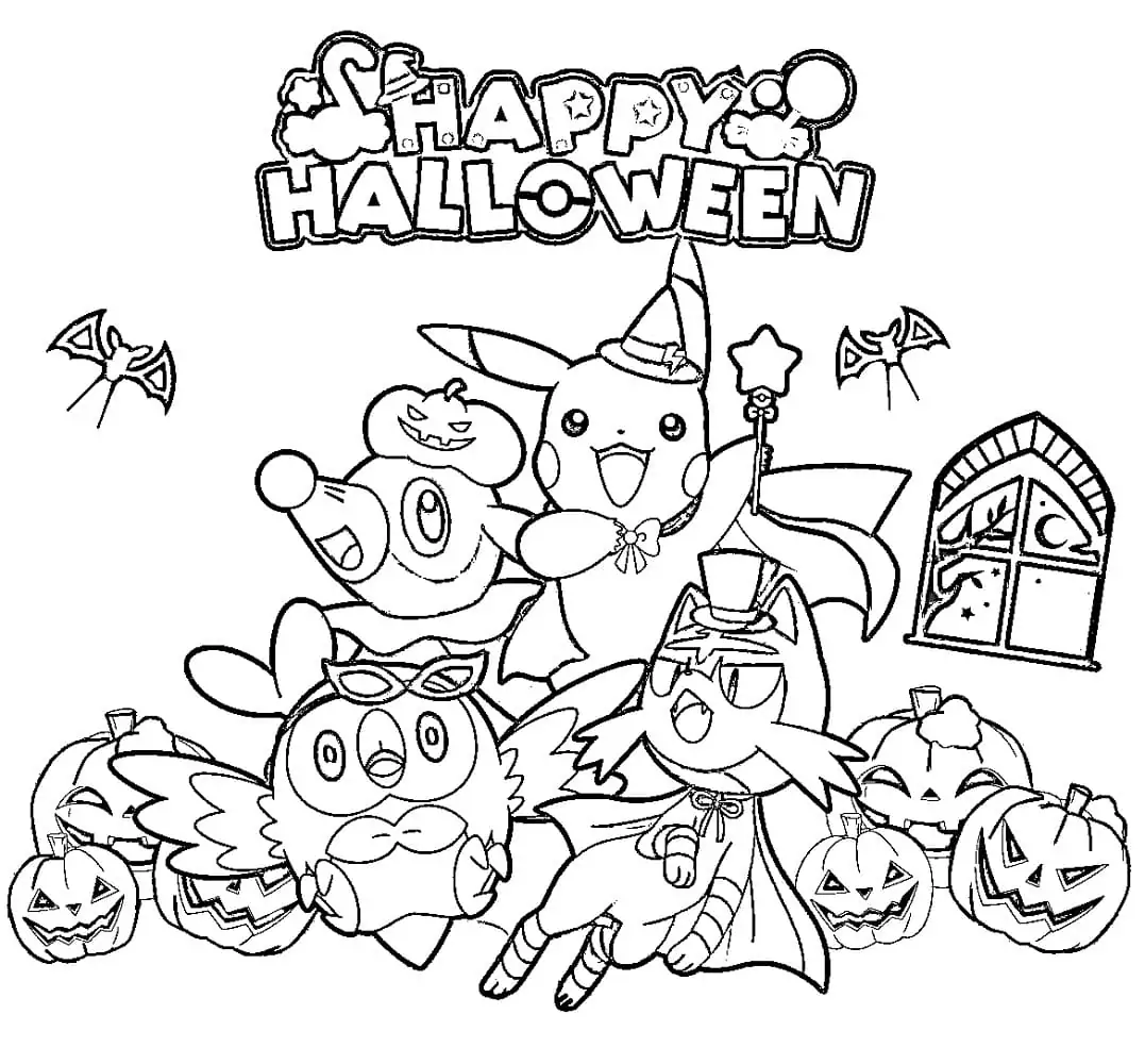 Pokemon Halloween Coloring Page