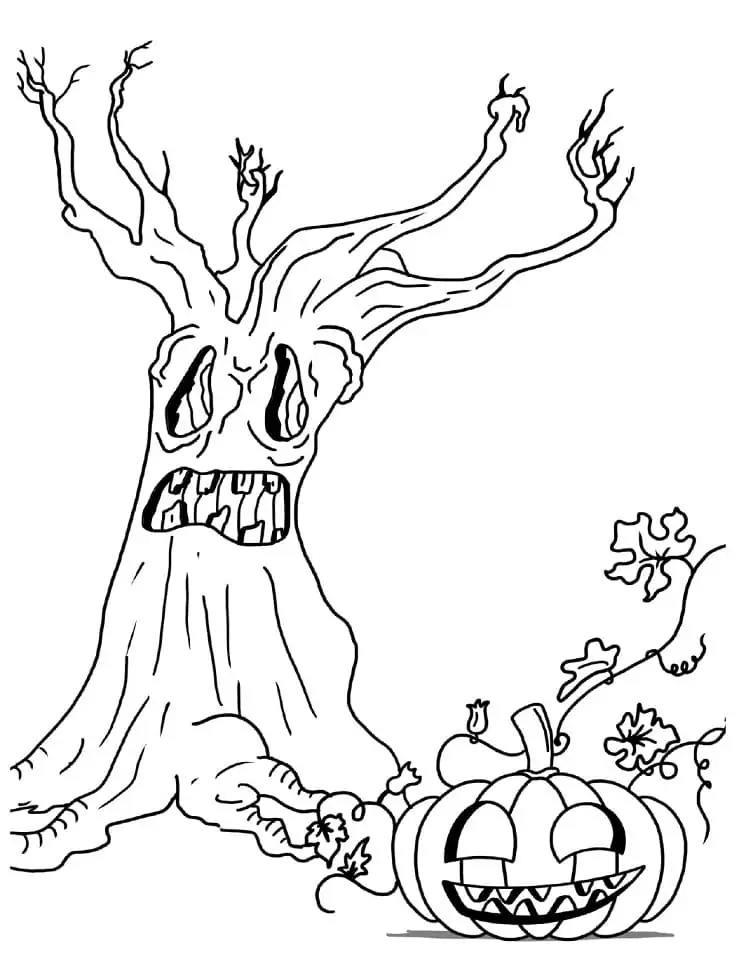 Halloween Tree and Pumpkin