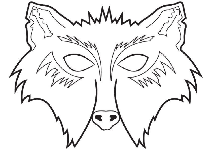 Halloween Wolf Mask Coloring Page - Free Printable Coloring Pages for Kids