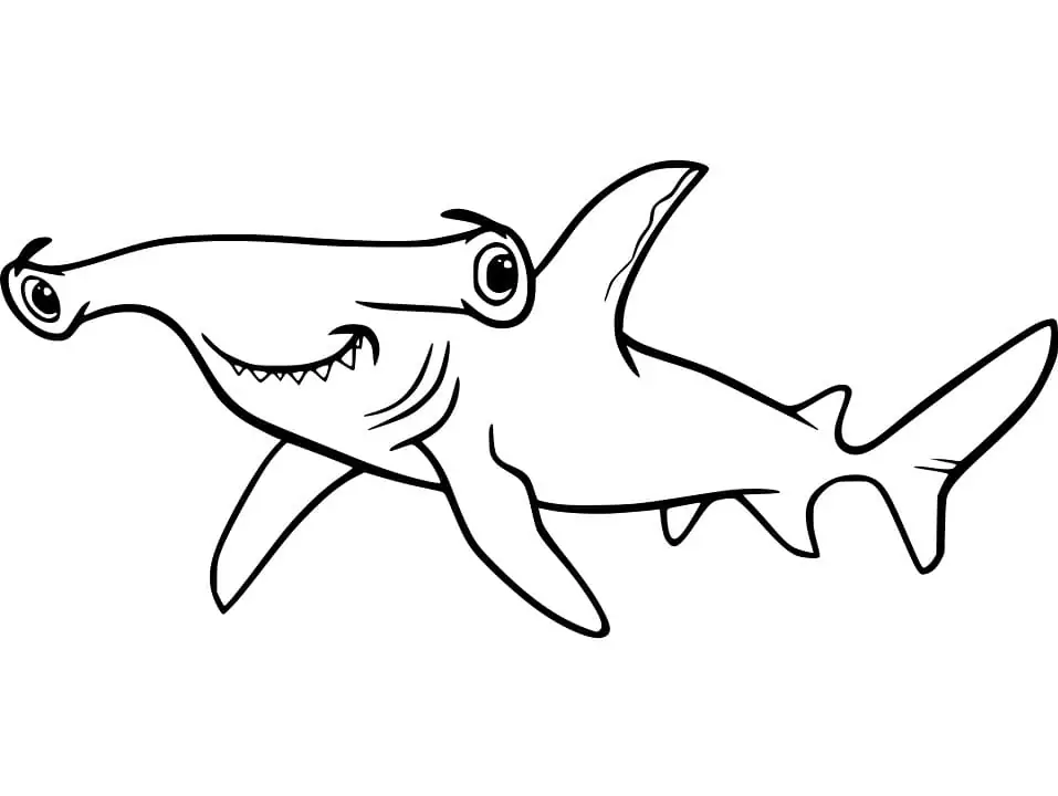 Hammerhead Shark Smiling Coloring Page - Free Printable Coloring Pages ...