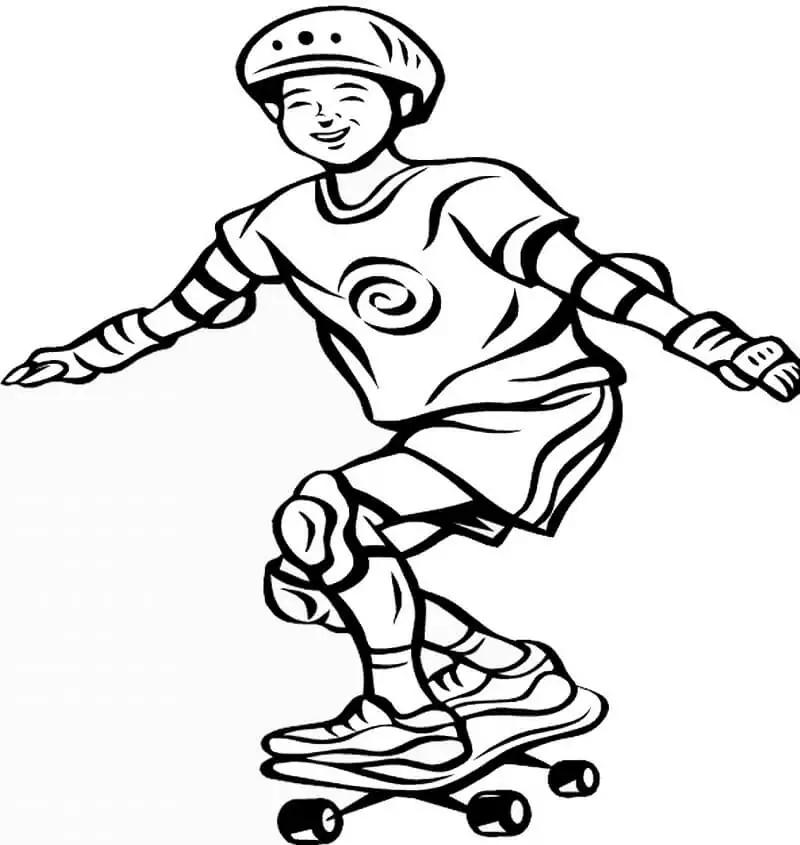 Happy Boy on Skateboard