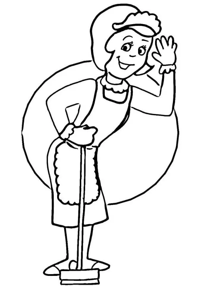 Happy Maid Coloring Page - Free Printable Coloring Pages for Kids