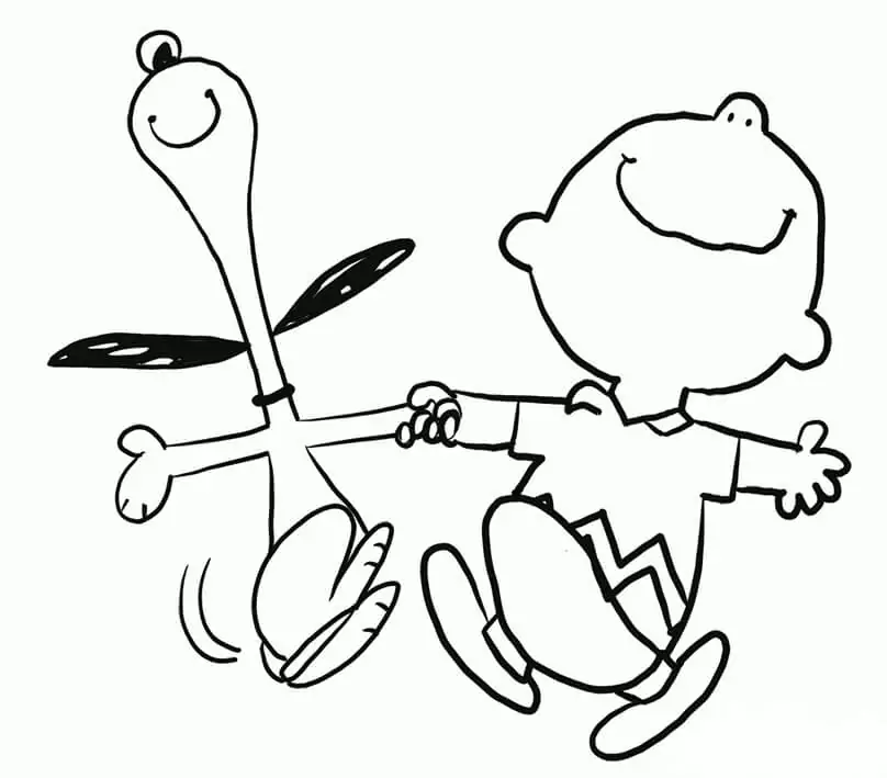 Happy Snoopy and Charlie Brown