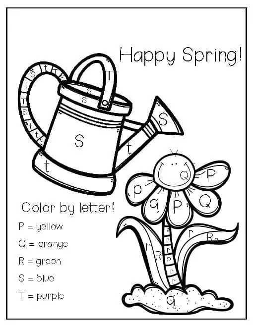 Happy Spring Color by Letters