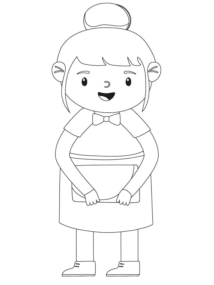 Happy Waitress Coloring Page - Free Printable Coloring Pages for Kids