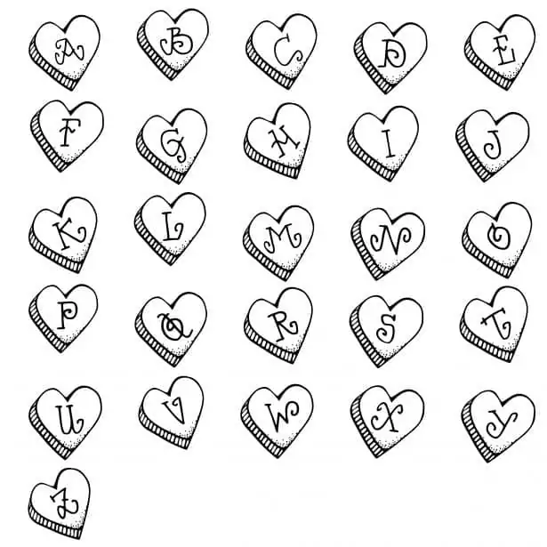 Hearts with Letters Aesthetic