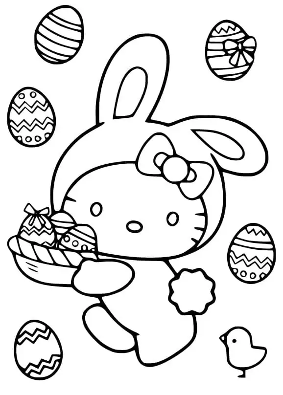 Hello Kitty with Easter Eggs