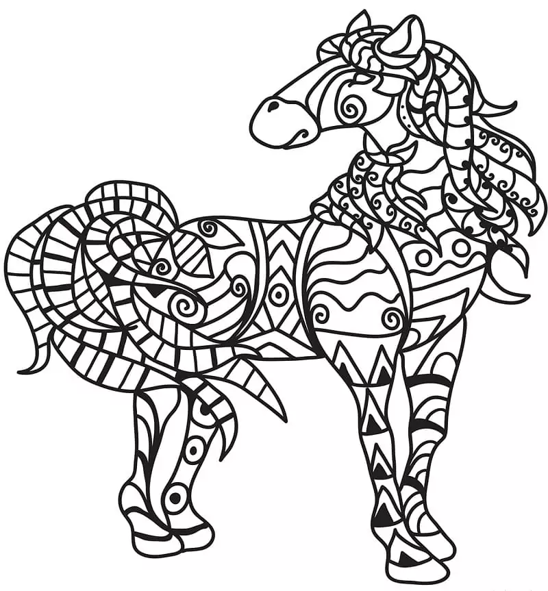 Horse Zentangle - Coloring Pages