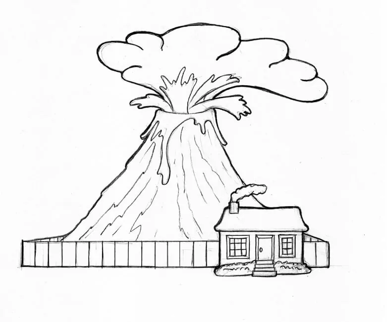 House and Volcano