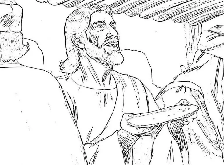 Jesus mit Brot beim letzten Abendmahl