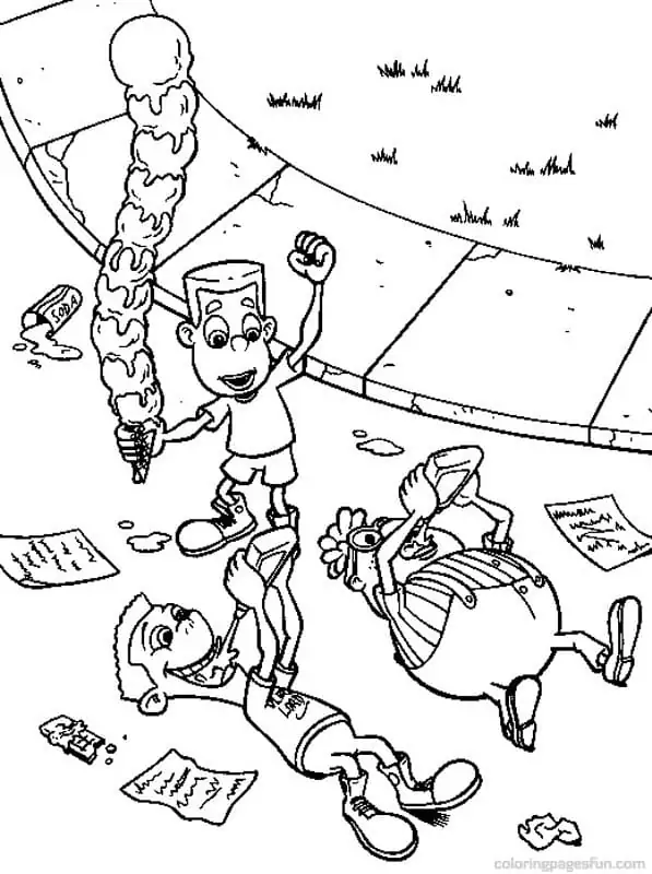 Jimmy Neutron with Friends Coloring Page - Free Printable Coloring ...