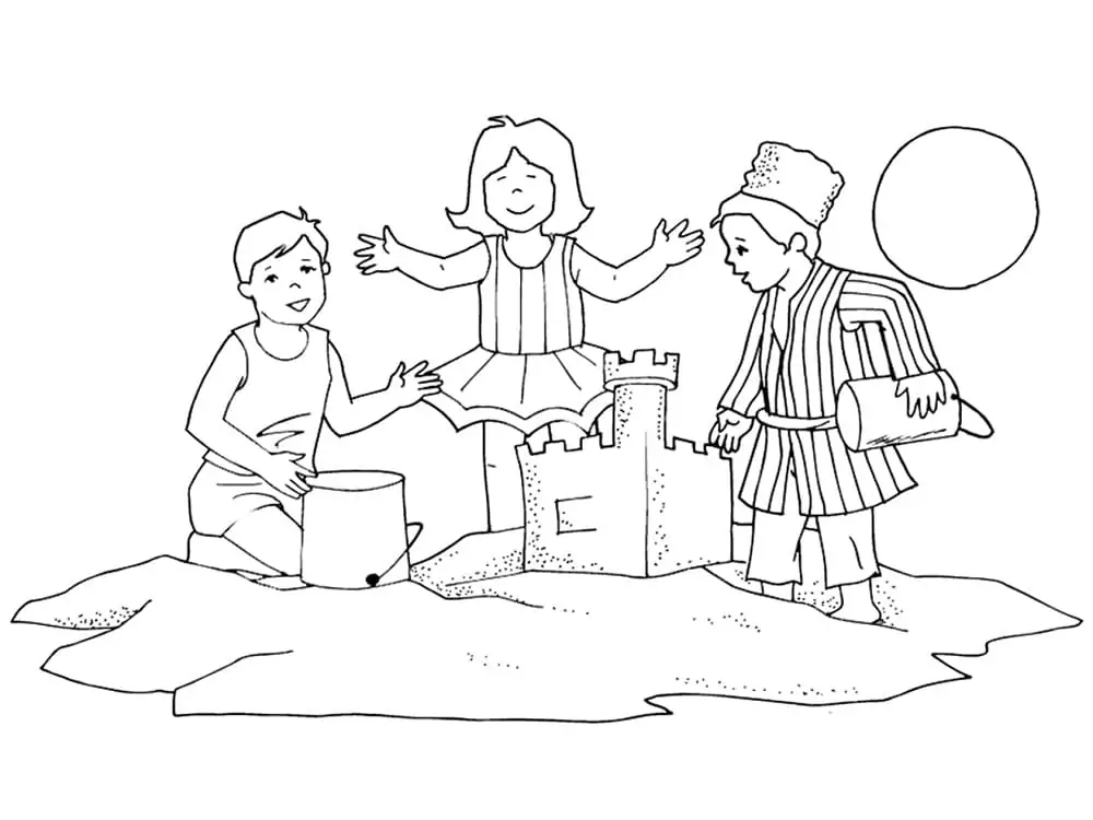 Kids Building A Sand Castle