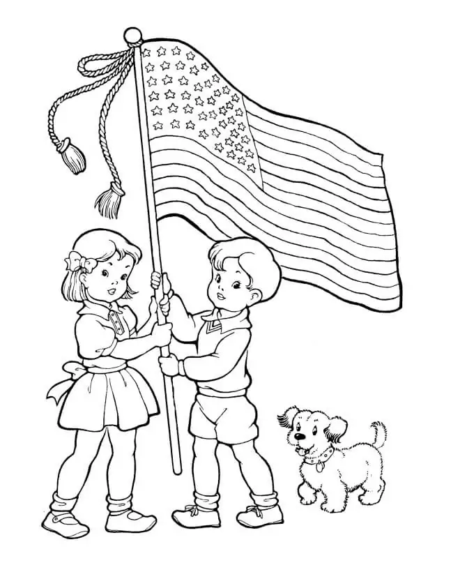 Kinder mit Flaggentag
