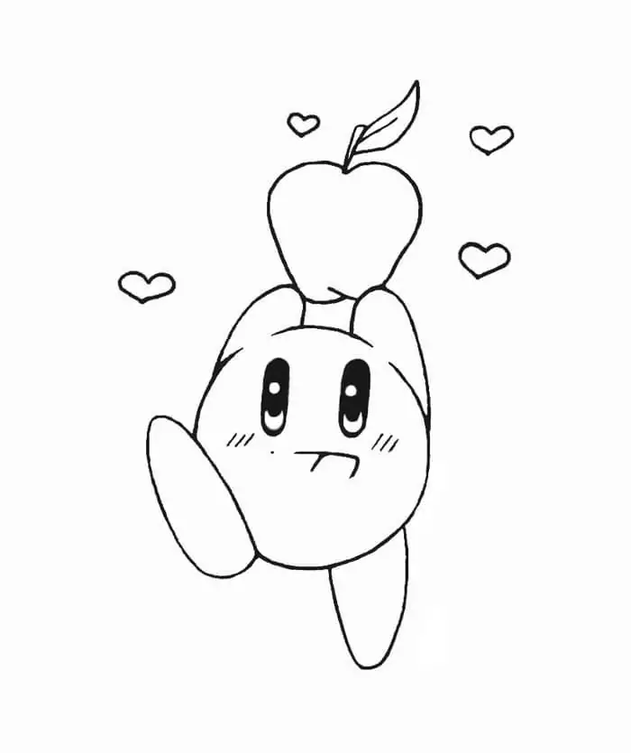 Kirby mit einem Apfel