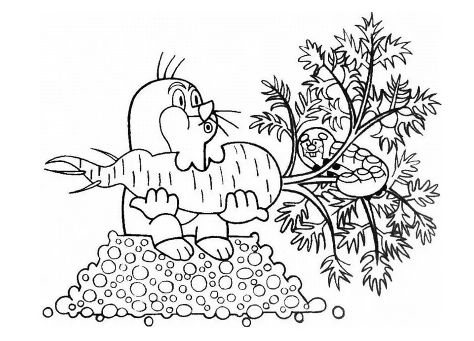 Krtek Thinking Coloring Page - Free Printable Coloring Pages for Kids