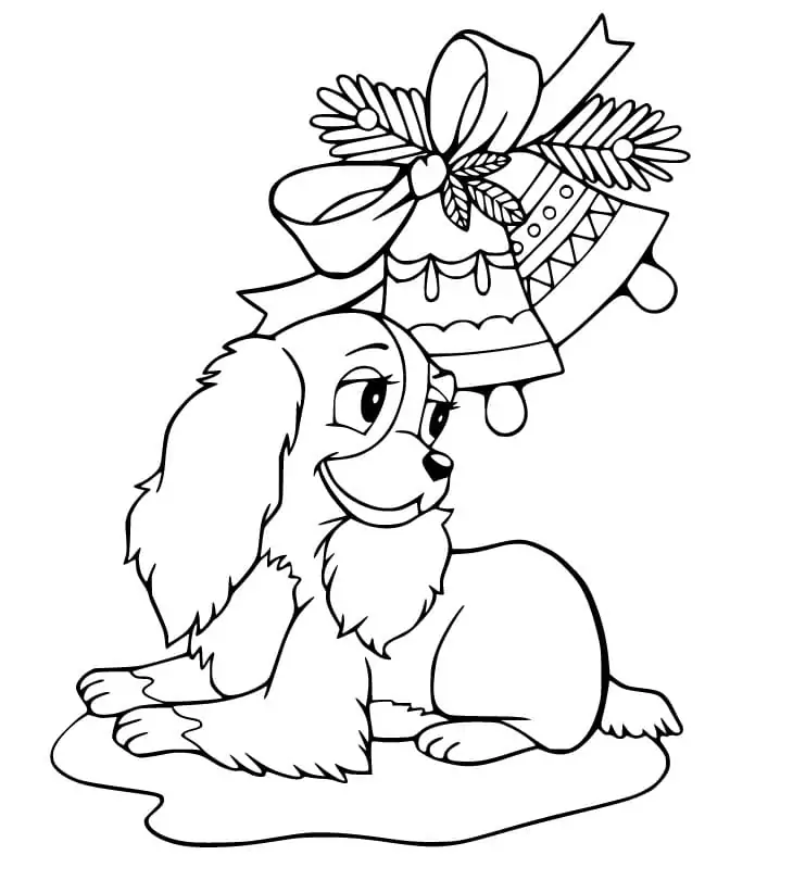 Lady and Christmas Bells - Coloring Pages