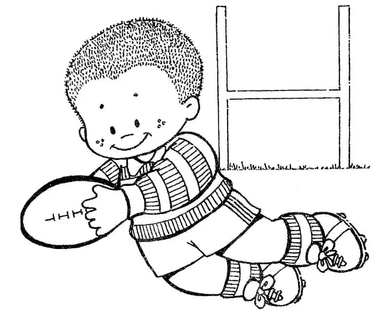 Little Boy is Playing Rugby