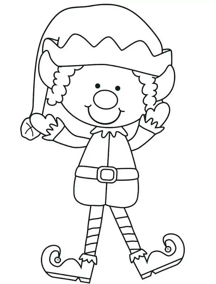 Elf Looks Happy Coloring Page - Free Printable Coloring Pages for Kids