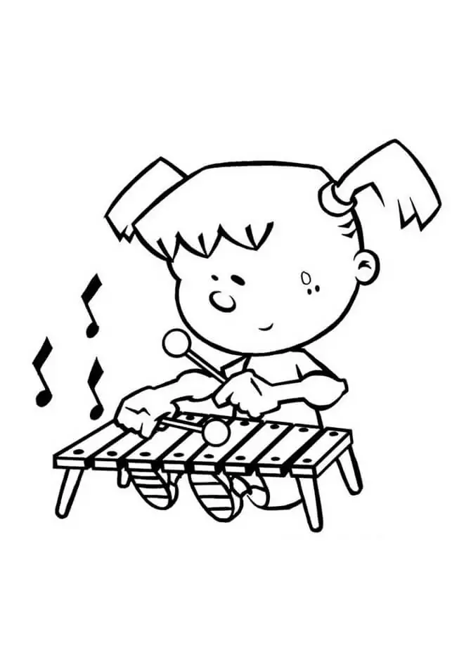 Little Girl Playing Xylophone
