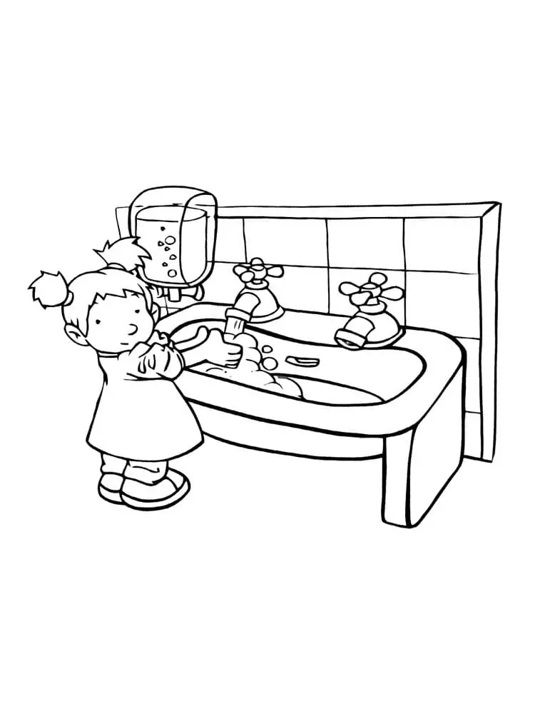 Little Girl Practice Hygiene