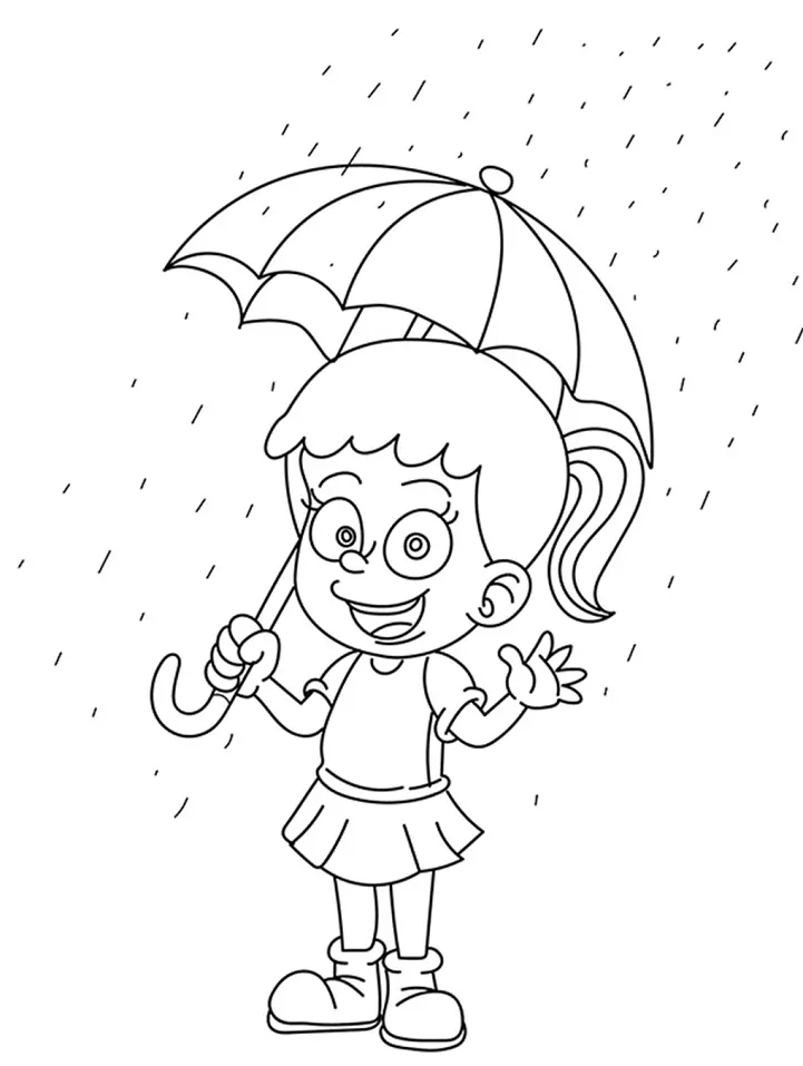 Kleines Mädchen unter dem Regen