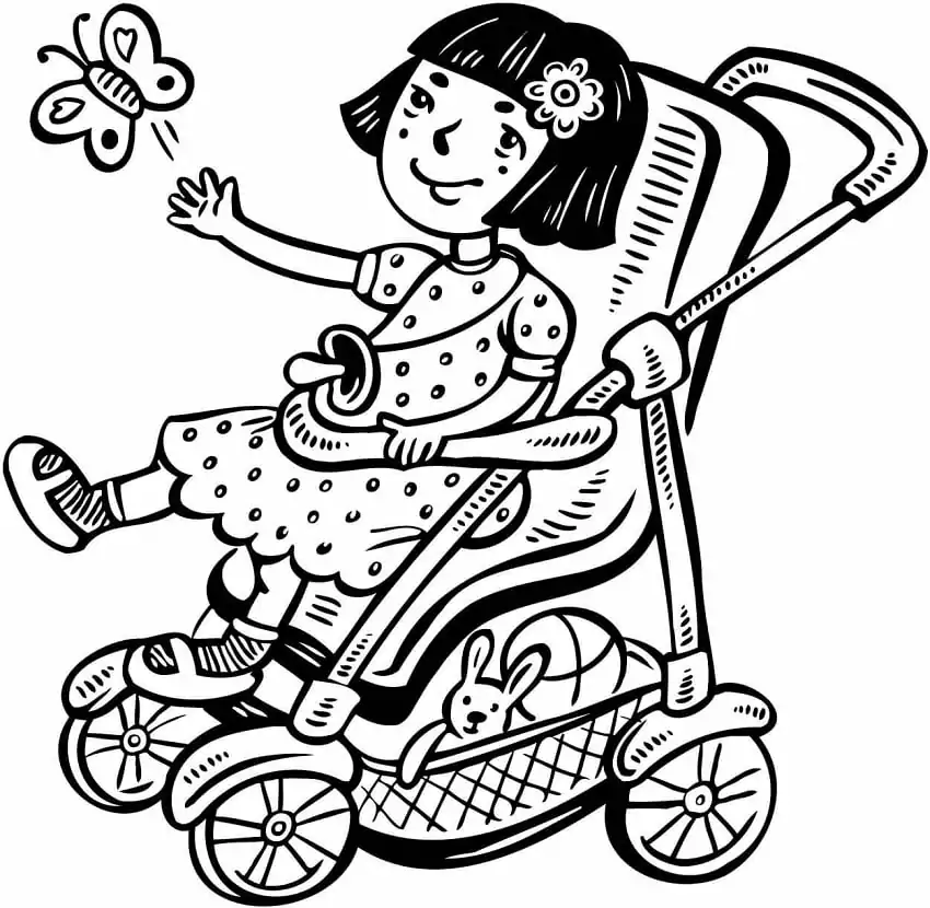 Kleines Mädchen im Kinderwagen