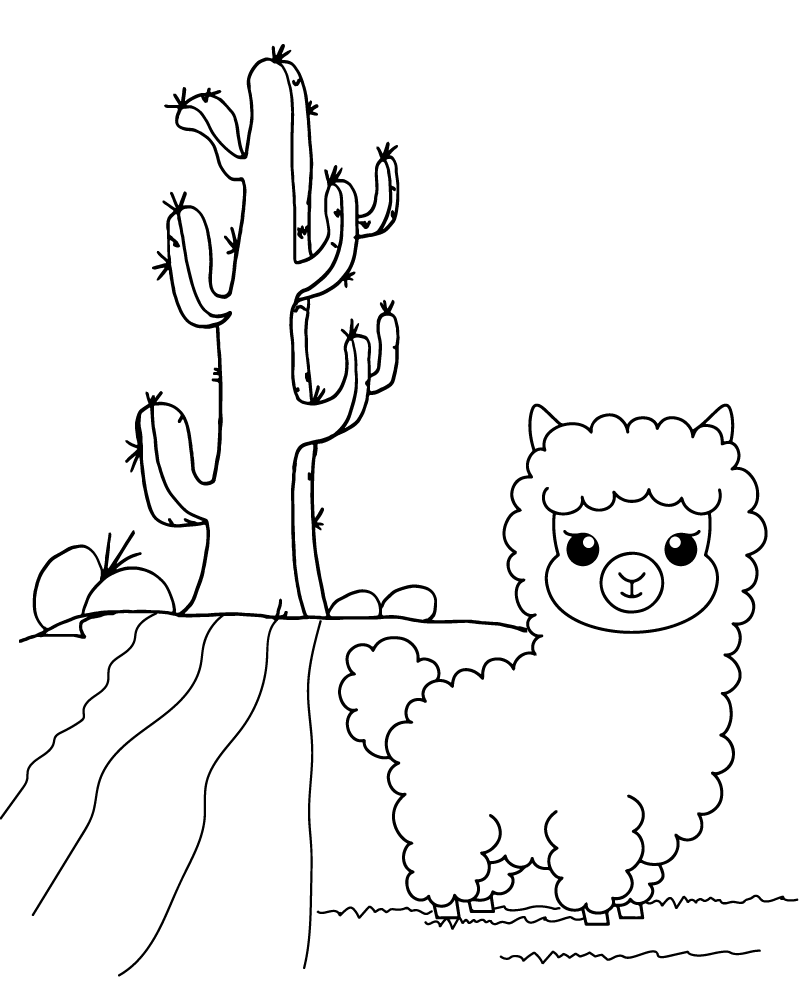 Llama Coloring Page-06 - Coloring Pages