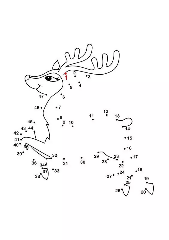 Lovely Reindeer Dot to Dots