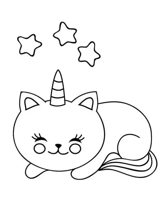 Lovely Unicorn Cat Coloring Page - Free Printable Coloring Pages for Kids
