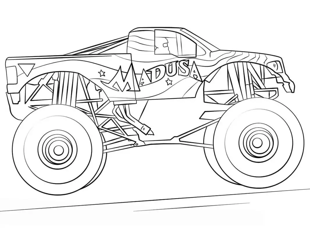 Monster Truck 12 Coloring Page - Free Printable Coloring Pages for Kids