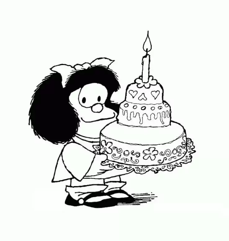 Mafalda mit Geburtstagstorte