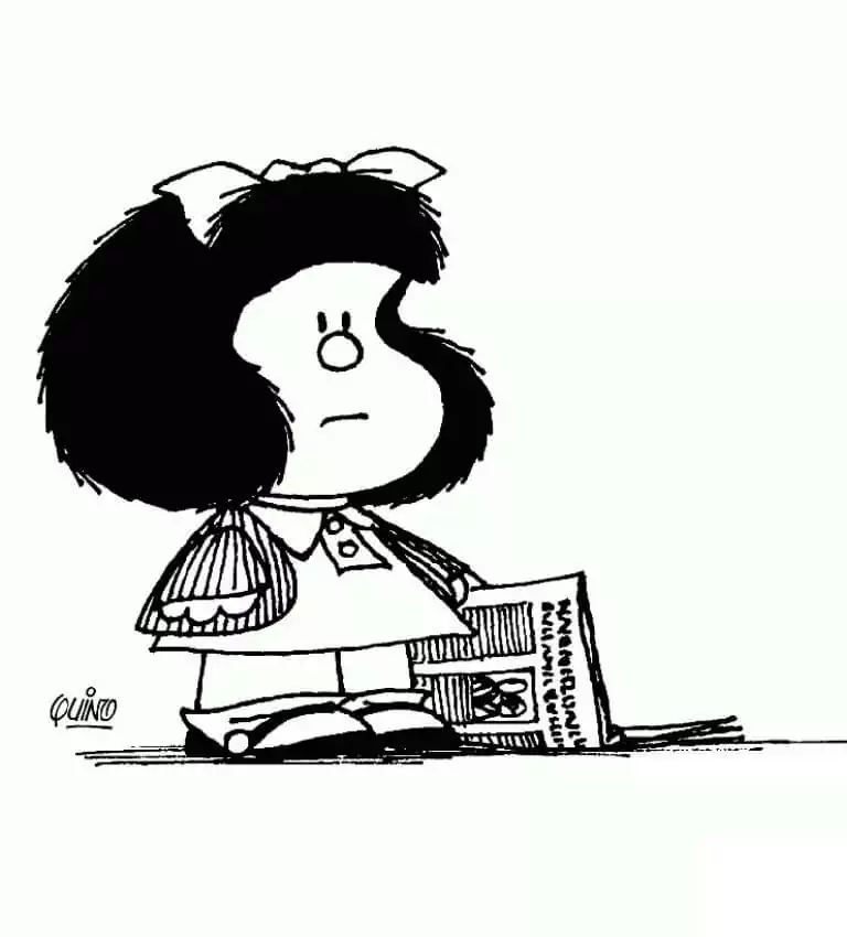 Mafalda with Newspaper