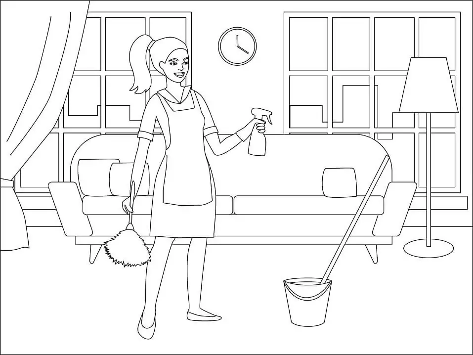 Maid Smiles Coloring Page - Free Printable Coloring Pages for Kids