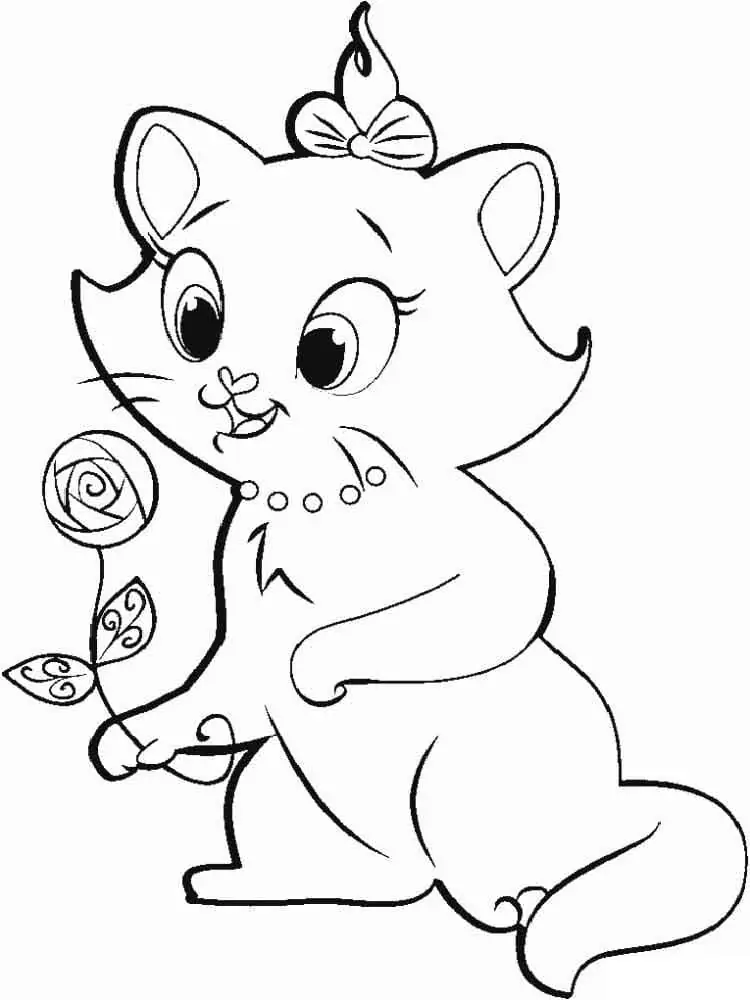 Marie Cat with a Flower