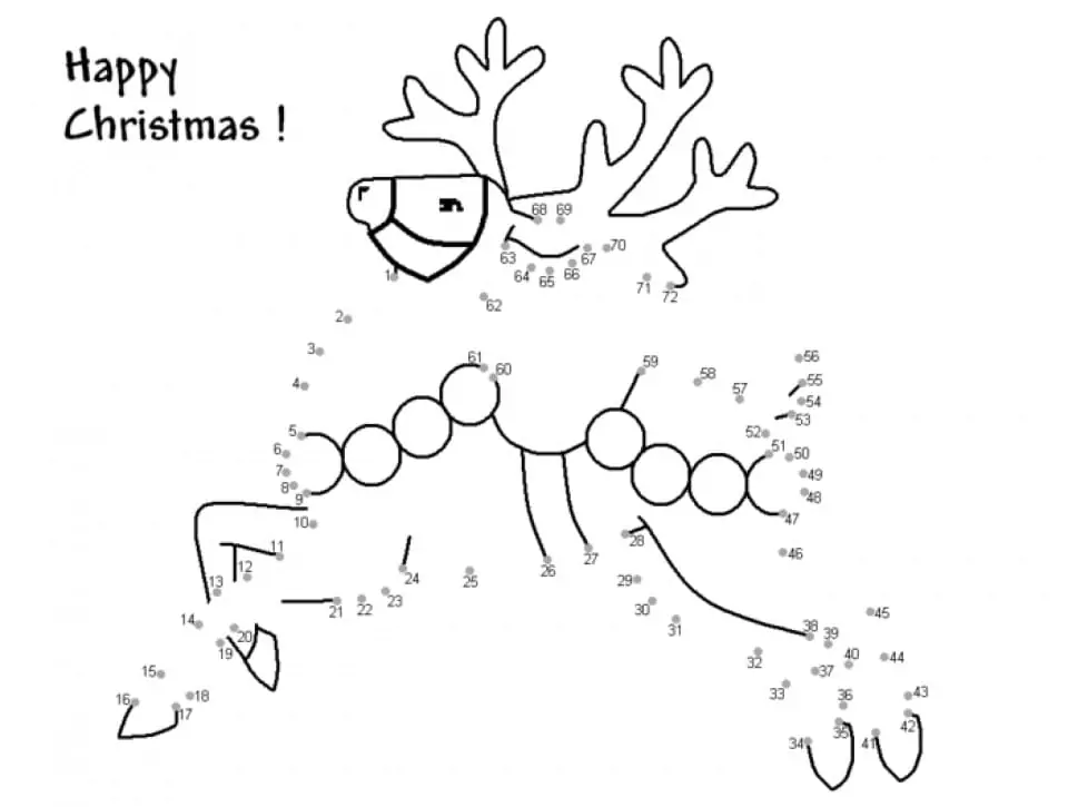 Merry Christmas Reindeer Dot to Dots