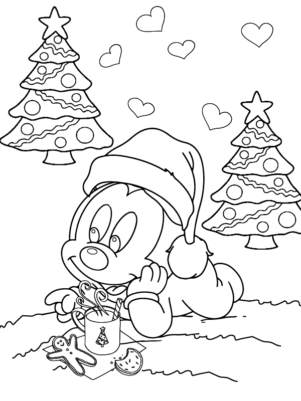 Immaculate Mickey Mouse Christmas coloring page