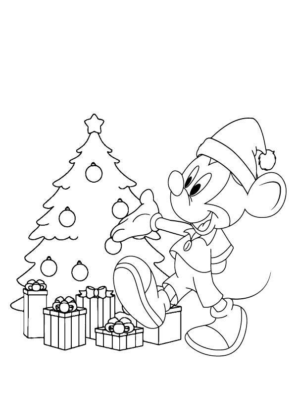 Lovely Mickey Mouse Christmas coloring page