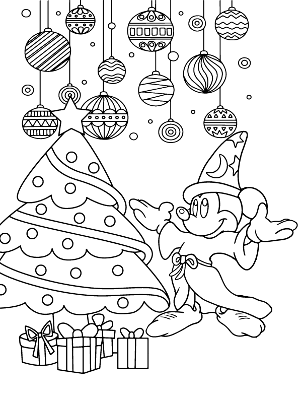 Extraordinary Mickey Mouse Christmas coloring page