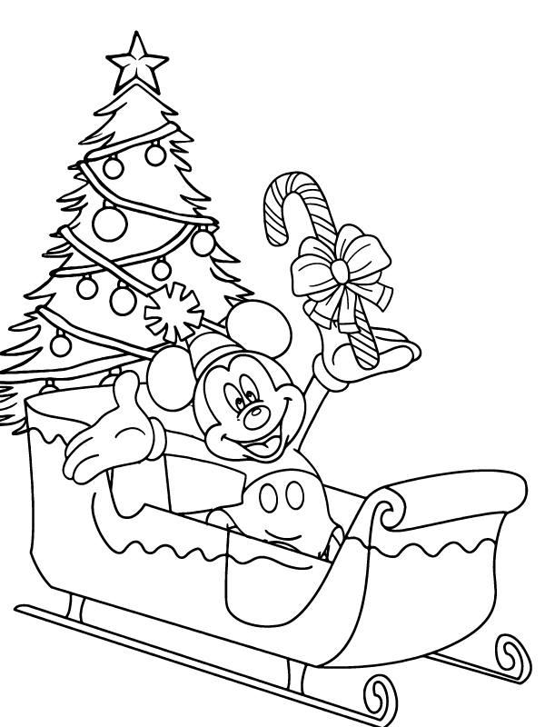 Splendid Mickey Mouse Christmas coloring page