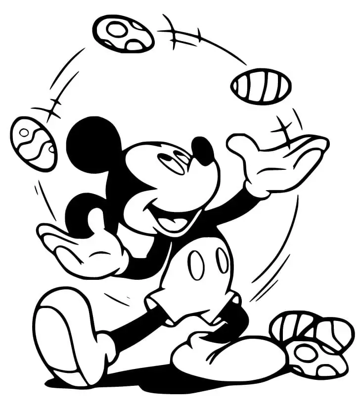 Micky Maus jongliert mit Ostereiern