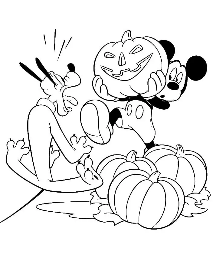 Mickey and Pluto on Halloween