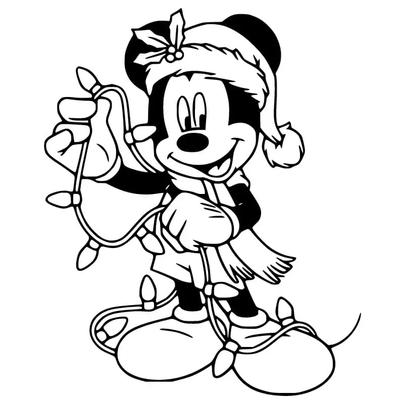 Mickey with Christmas Lights