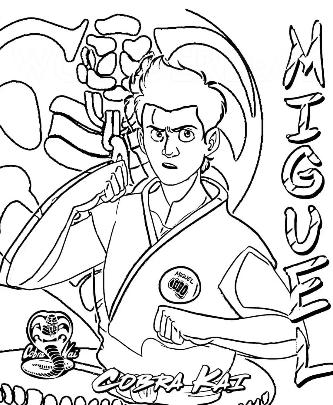 Miguel from Cobra Kai coloring page